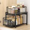 TKUIN Under Sink Rack Storage Slide Width 27 X Depth 37 X Height Cm Large Capacity Drawer 2 Tiers Kitchen Storage Under Sink Storage Rack Kitchen Rack