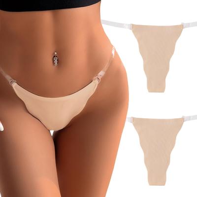 Maeau Прозрачные Микро Размер L Женские Трусики, Стринги, Т-образные, Танга, С низкой посадкой, Регулируемые, Не просвечивают, Телесного цвета, 2,