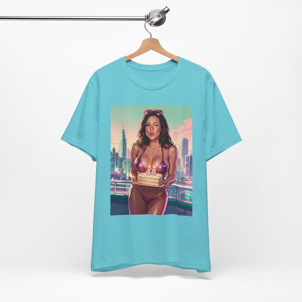 Футболка с принтом Kendra Lust Bikini Birthday Pinup | Футболка Streetwear с графикой GTA 6