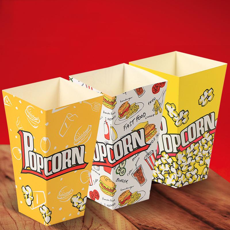 10Pcs Popcorn Box Snack Container Disposable Food Packaging Box Paper Cup Bucket Theme Birthday Party Dessert Organizer