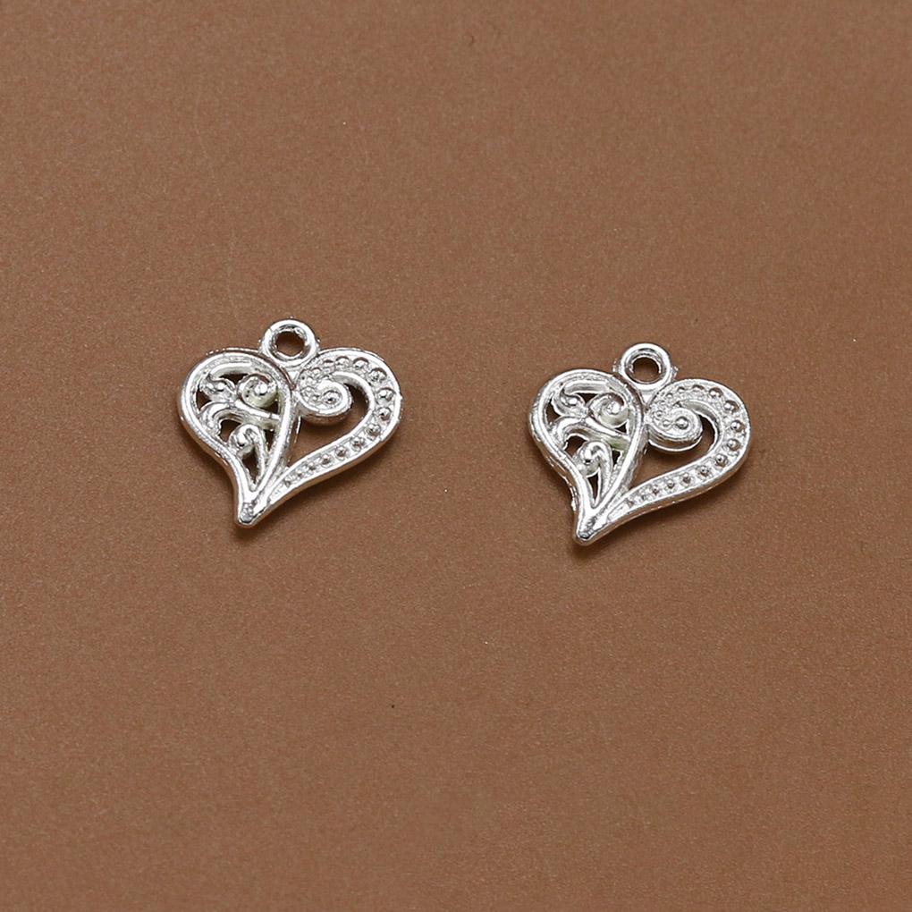 50pcs Hollow Heart Shape Pendant Vintage Alloy Pendant for Jewelry Making DIY Necklace Accessories
