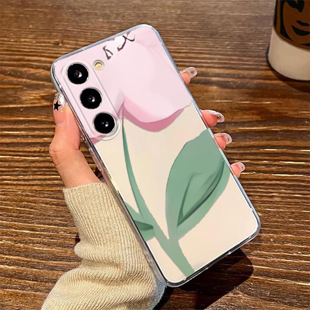 Нежелтеющий чехол для телефона Samsung S23 S23 Ultra S24 S22 Plus S20 Plus S10 4G M33 5G A14, с большим цветком, ударопрочный