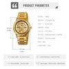 Gold Stainless Steel Men's Automatic Luxury Hollow Mechanical Watch