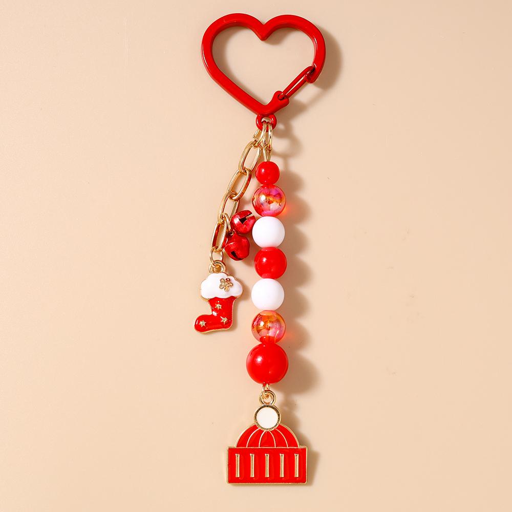 Cute Enamel Christmas Stocking Keychain Women Girls Key Ring Pendants for Handbag Decor DIY Handmade Key Chain Gift