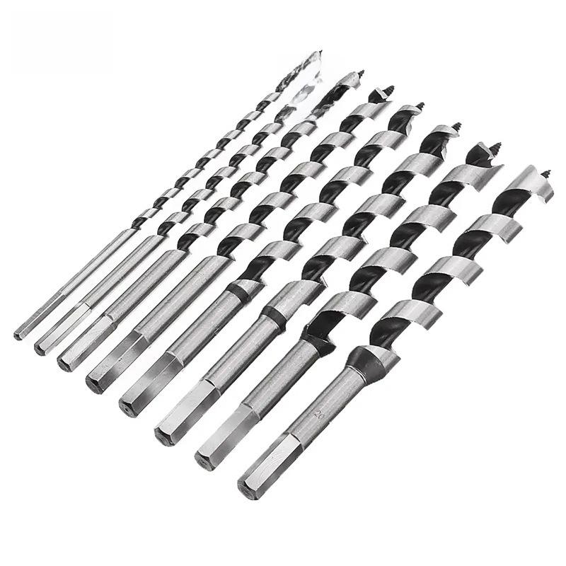 Набор из 8 спиральных сверл по дереву, длина 230 мм, 6-20 мм, для глубокого сверления отверстий