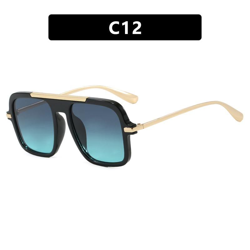 Vintage Colorful Metal Conjoined Square Sunglasses Women Men Retro Trend Sun Glasses Climbing Camping Glasses