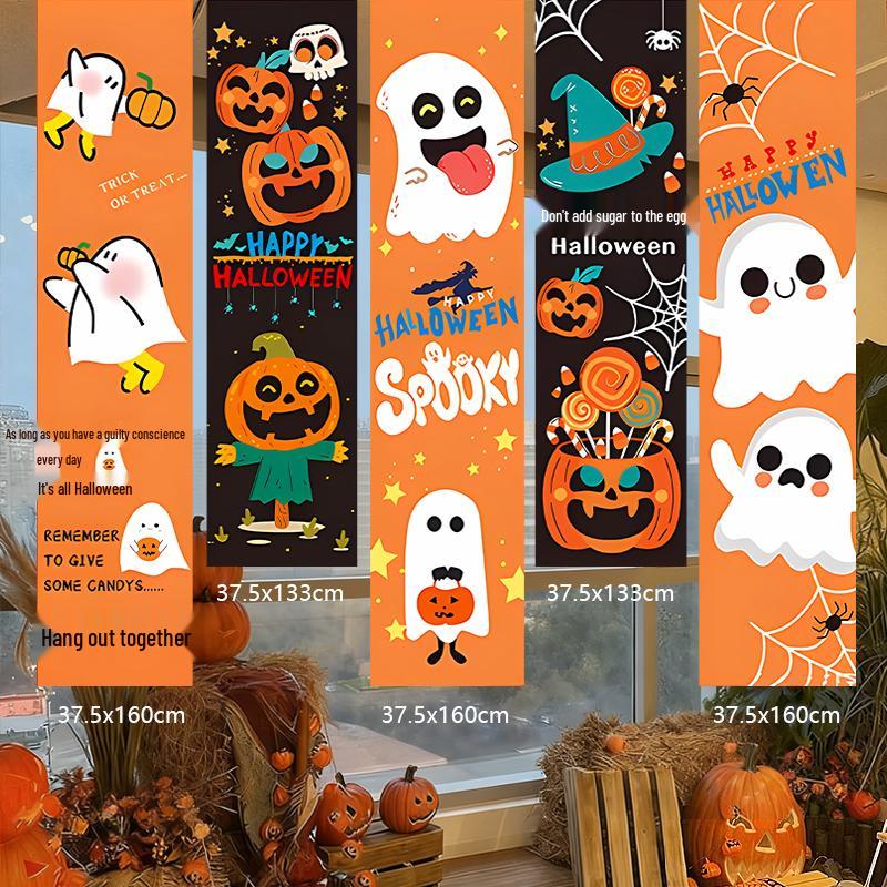 Halloween Outdoor Decorations: Hanging Cloth with Pumpkin Lantern Prop and Banner for Spooky Atmosphere