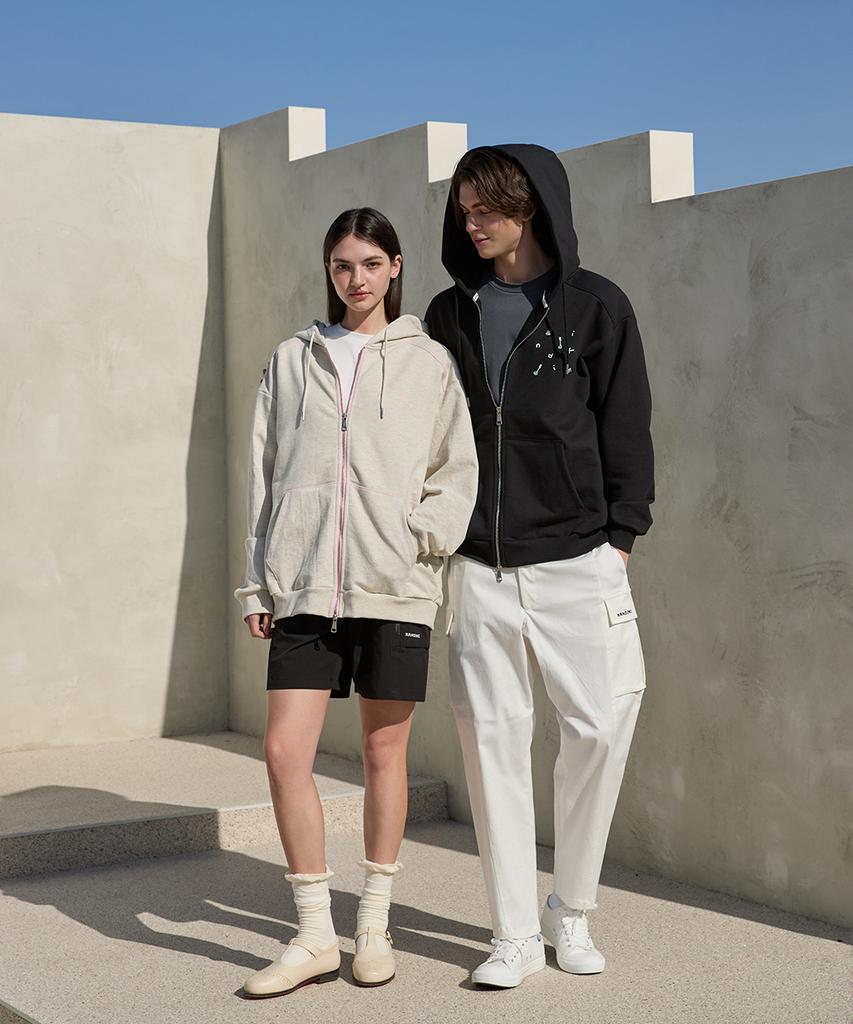 Kandini Black Stitch Zip-Up Hoodie (Unisex)