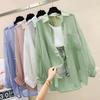 Summer Sunscreen Shirt Elegant Perspective Thin Chiffon Blouse Harajuku Loose Casual Women's Cardigan