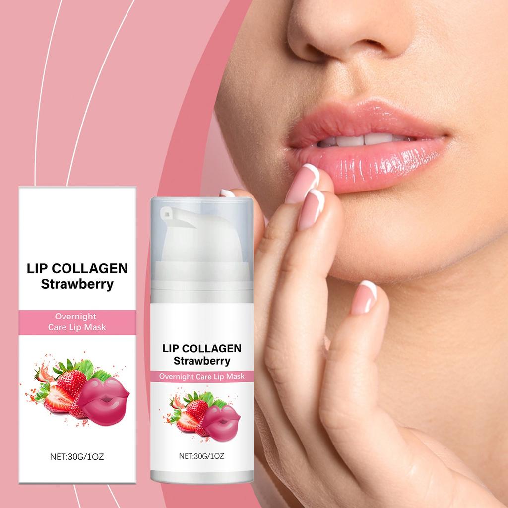 Клубничная увлажняющая ночная маска для губ Ночная маска для губ Увлажняющий бальзам для губ Отшелушивает клетки кожи и разглаживает морщины на губах(1шт