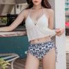 Body Bikini Cute Popular Mom Lace String High Waist Pants Floral Ruffle Bandeau Top and Stylish Tank 2022 Border Folded Border High High A [Aunii]
