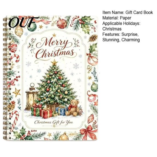 Handwritten Wish Keepsake Christmas Gift Card Book, DIY Spiral-Bound Merry College Survival Durable Sleeve Kit, 10-Page Greeting Book for Students