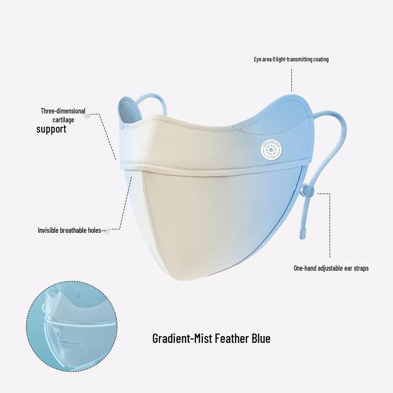 Women's UPF50+ 3D Gradient Blush Sunscreen Mask - Breathable, Soft Bone Support, Anti-Smudge Makeup with Ice Silk Fabric