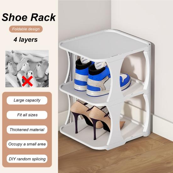 Shoe Rack Minimalist Stackable Convenient with Bottom Plate Easy To Install Save Space Stable Layered Partition Shoes Organizer Home Supplies