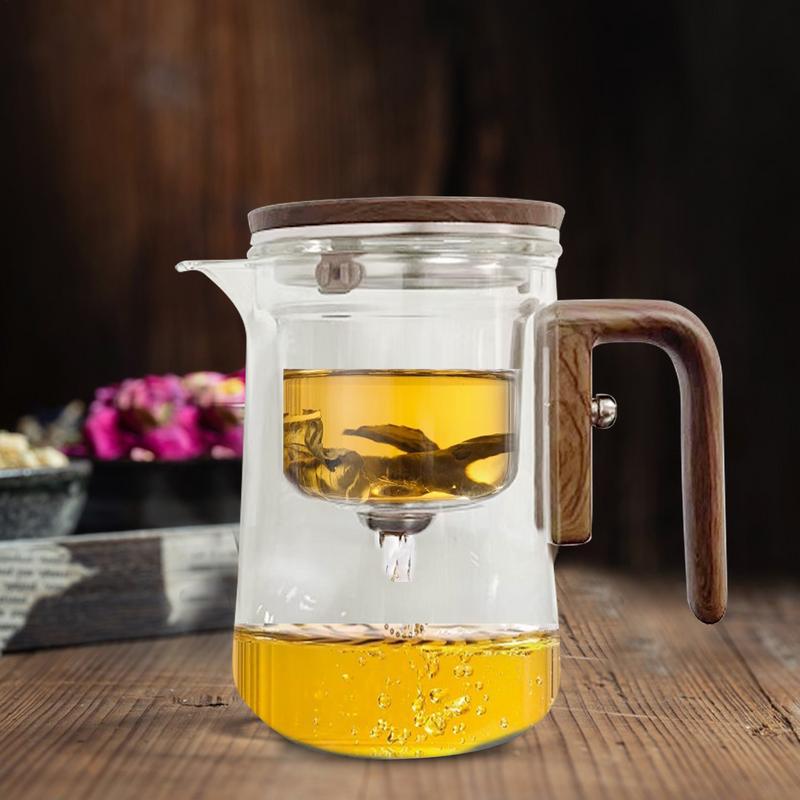 Glass Tea Pot Kettle Infuser 520ML/720ML Teapot Water Separation Inner Magnet One Click Magnetic Switches Tea Filtration Cup Set