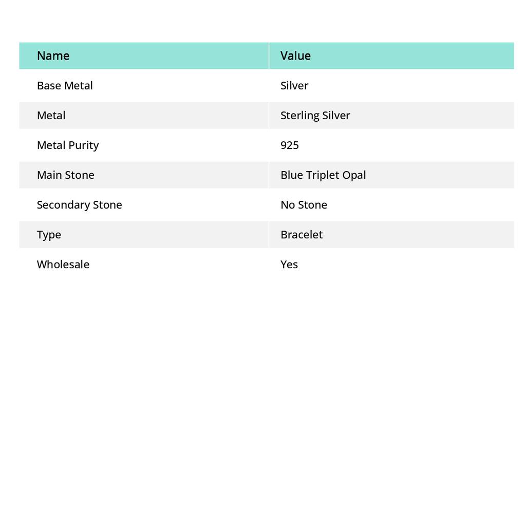 Браслет ручной работы из серебра 925 пробы с синим триплетным опалом, длина 7-8 дюймов, S4G94