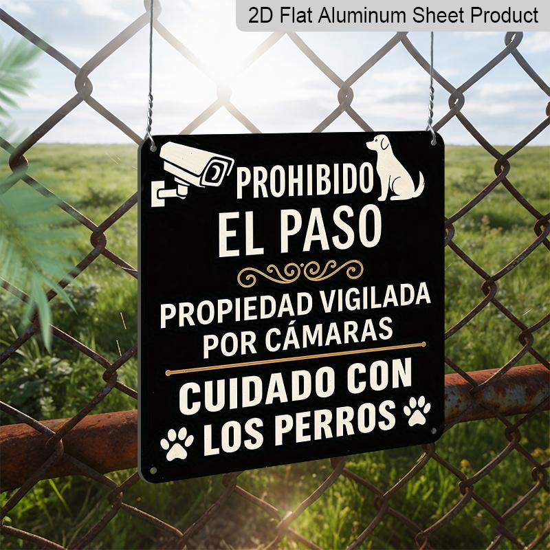2D Flat, 1pc, Vintage Metal Sign, Decorative Plaques and Ornaments, Private Territory Monitoring Alarm, Security Reminder, Outdoor, Office, Yard