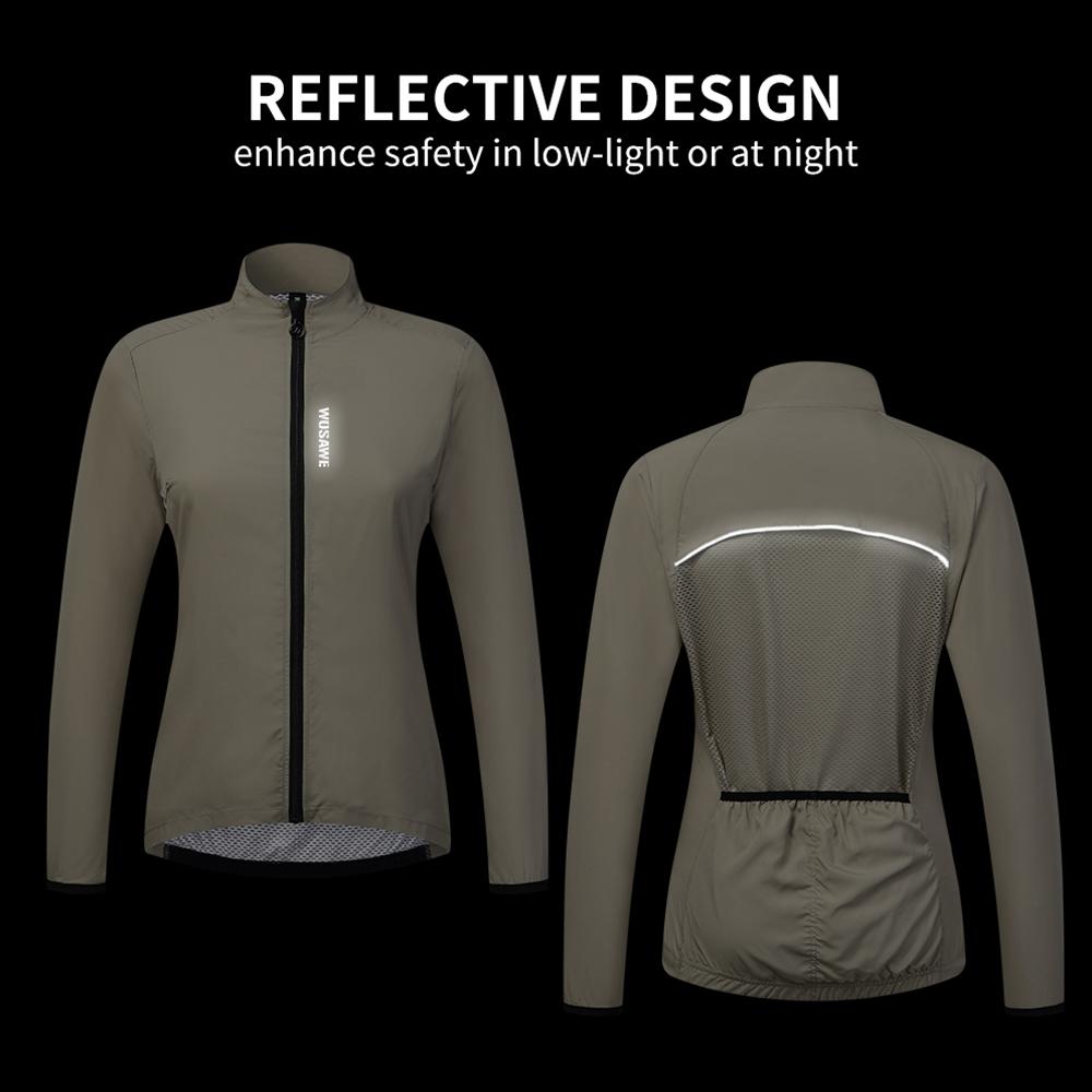 Wosawe Женская светоотражающая велосипедная куртка MTB велосипедная ветровка с длинным рукавом велосипедное пальто дышащая легкая куртка спортивная одежда сетчатая одежда