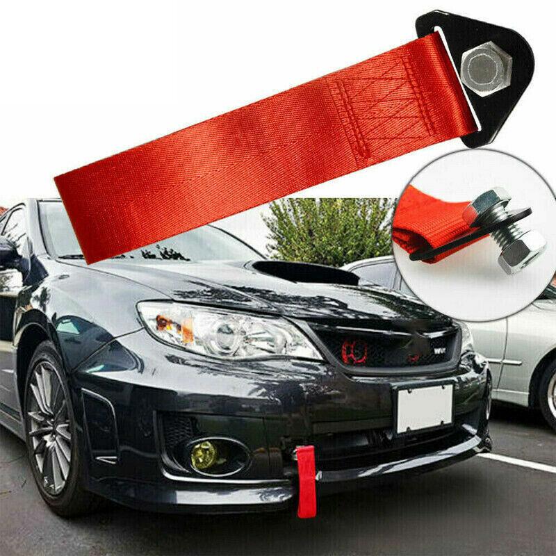 Universal Sports Red High Strength Racing Tow Strap Set for Front Rear Bumper