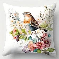 Flowers, Butterflies, Birds Throw Pillow Covers With Digital Printing Of Short Plush Fabric Car-Shaped Sofa Cushion Home Decor