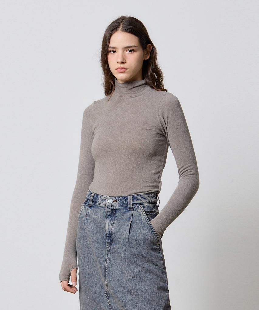RYUL+WAI Warmer Angora High-Neck Top Brown F5