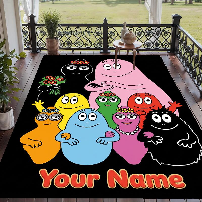 Custom Text Printed Rug Barbapapa Non Slip Floor Carpet For Home Room Decor