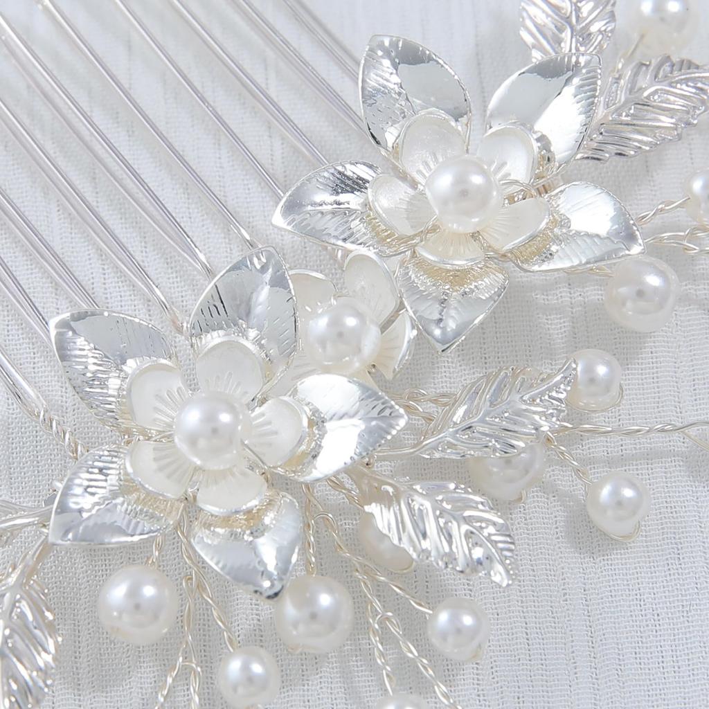 Украшение для волос Haodeliy, аксессуар для волос, гребень, U-образная шпилька, набор листьев, цветочный мотив, свадебный головной убор ручной работы, украшение для волос, цветок