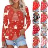 Women's Casual Fashion Sexy Comfortable Christmas Printed V-Neck Long Sleeve Top