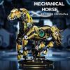 Non-Toxic 1055Pcs Golden Machinery Horse Building Blocks Movable Joint Animal Models Bricks Set With Light Kid Diy Toys Holiday Gifts