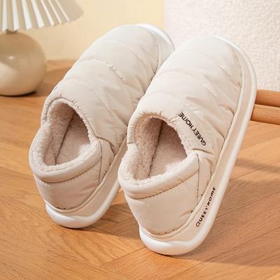 Домашние зимние женские тапочки с мягкой подкладкой, нескользящей подошвой, толстым дном, водонепроницаемым верхом, закрытым задником, теплые тапочки для мужчин