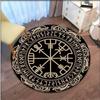Viking Vegvisir Aegishjalmur Rune Round Carpet Rug for Bedroom Living Room Floor Mat Area Rug Large Decoration Non-Slip Mat