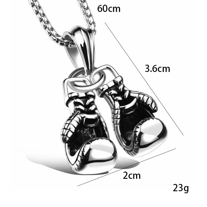 New Retro Fitness Boxing Gloves Titanium Steel Necklace, Lettering Domineering Fashion Punk Pendant, Accessories