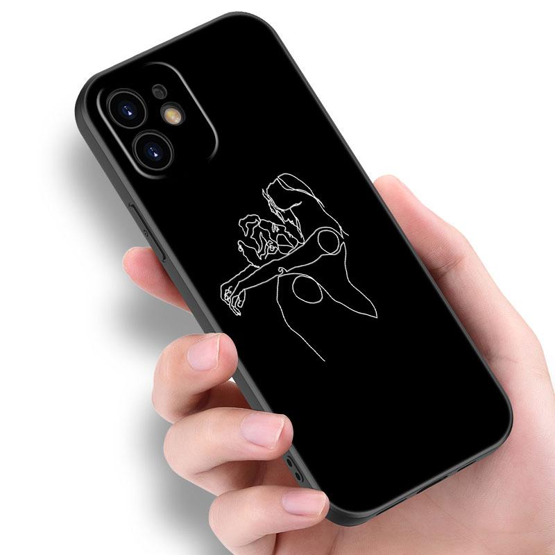 Черный сексуальный чехол с изображением розы Lover для Apple iPhone 14 13 12 Mini 11 Pro Max 7 8 XR X XS 7 8 Plus SE 2020 2022, мягкий чехол