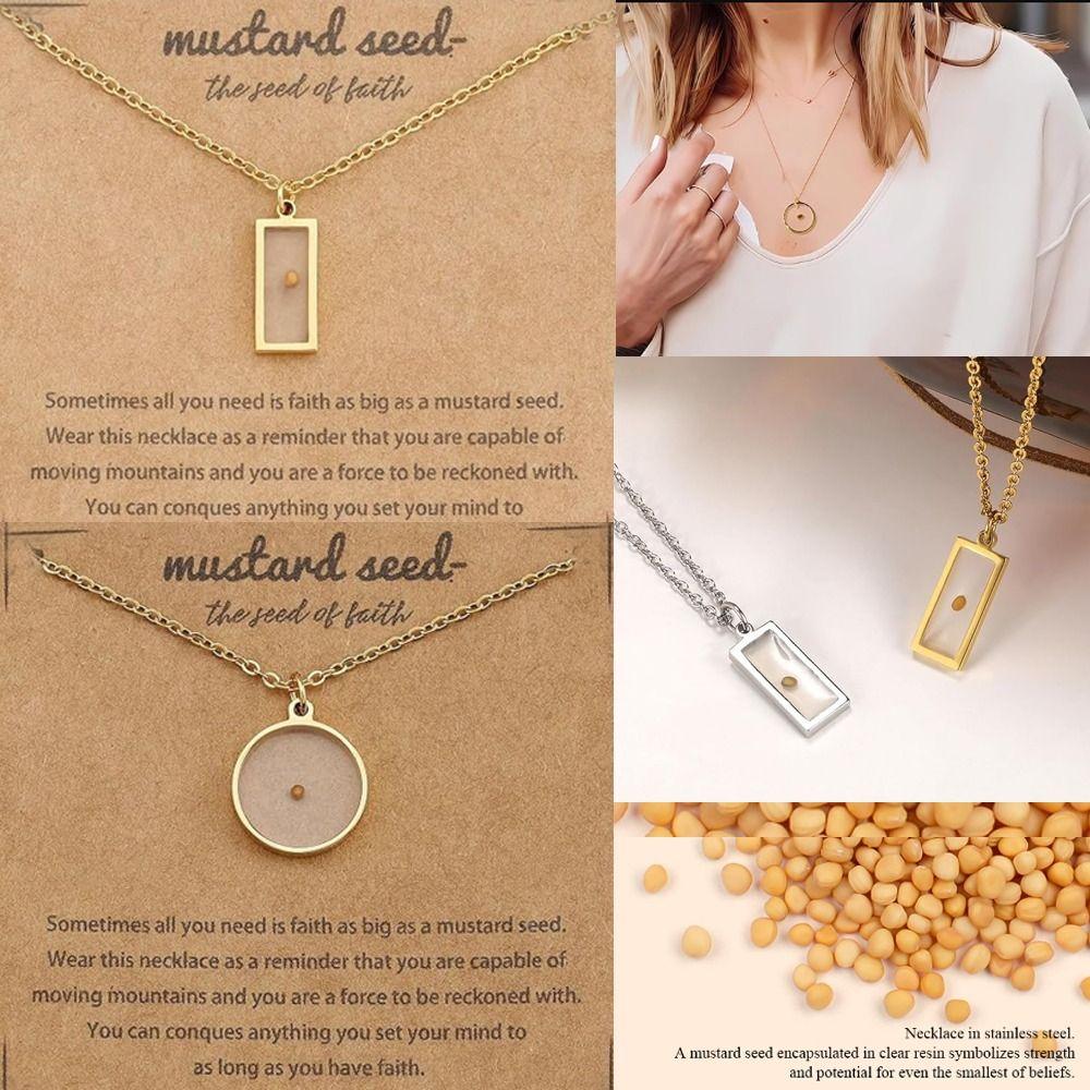 Ожерелье с подвеской золотого цвета, ожерелье-цепочка серебряного цвета, новое ожерелье с горчичными семенами