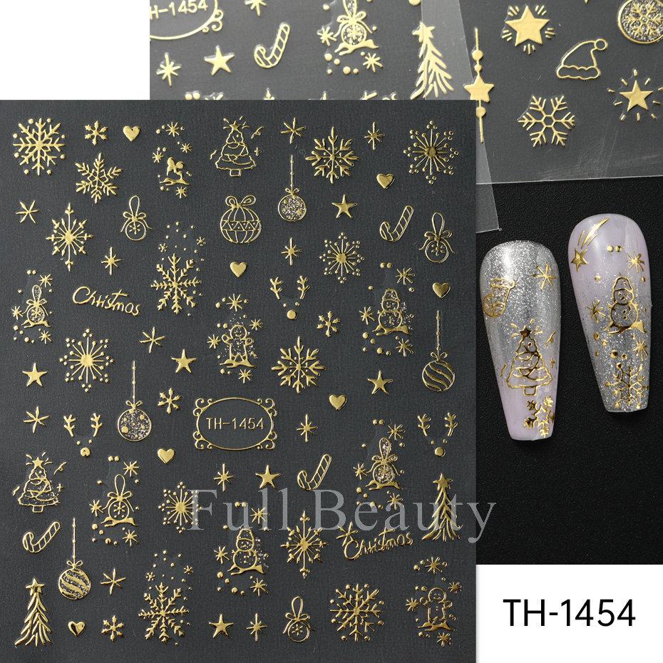 Nail Art Stickers Christmas Golden Snowflake Snowman Christmas Tree Cookie Man Snowball Cartoon Nail Stickers