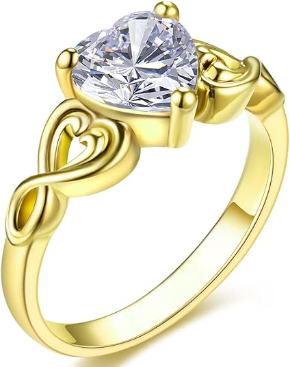 Позолоченное 18 каратным розовым золотом Кольцо-сердце с кубическим цирконием Halo Обручальное Обручальное на Обещание Вечность Кольцо на День Святого Валентина для Женщин Размер 6-10