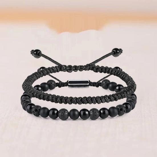 2 шт. Мужской ручной работы из бисера Матовый гладкий регулируемый легкий браслет Агатовый камень Исцеляющий духовный