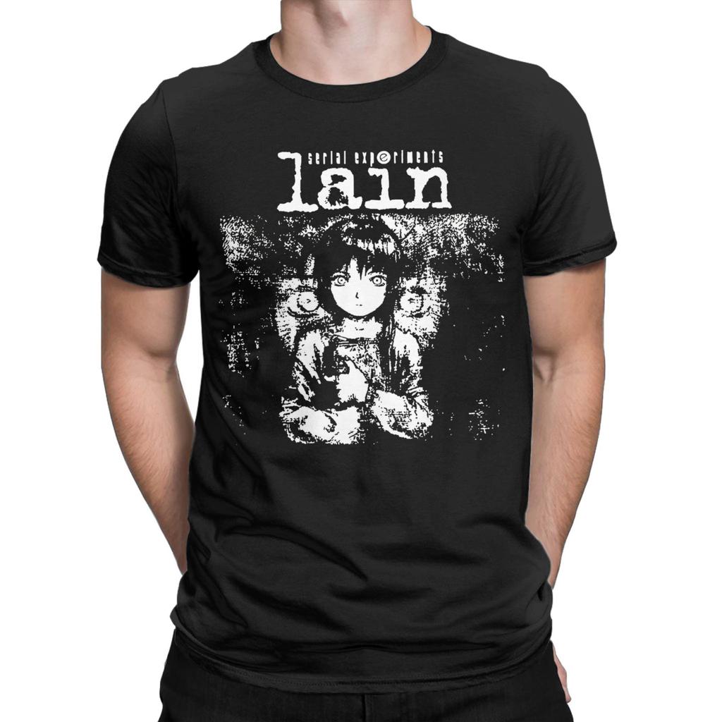 Serial Experiments Lain Anime Merch Men Women T Shirts Pure Cotton Tee Graphic Printed Cartoon Lain Iwakura T-shirt Clothing