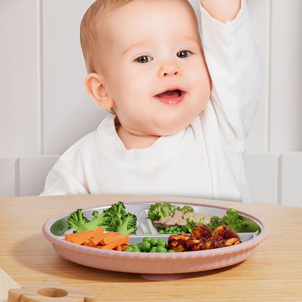 Detachable Baby Sucker Dining Plate 304 Stainless Steel Kids Feeding Bowls For Toddlers