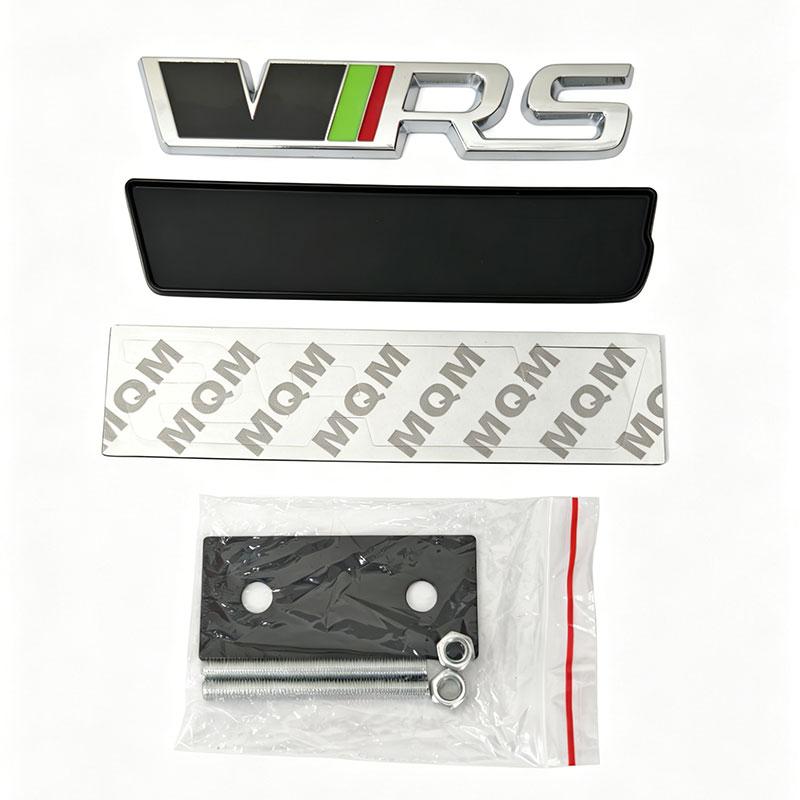 hrpzt6 VRS Logo Car Front Grille Emblem Metal Badge Decoration for Skoda Octavia Rs Fabia Rapid Superb Kodiaq Yeti Citigo Vision Kodiak