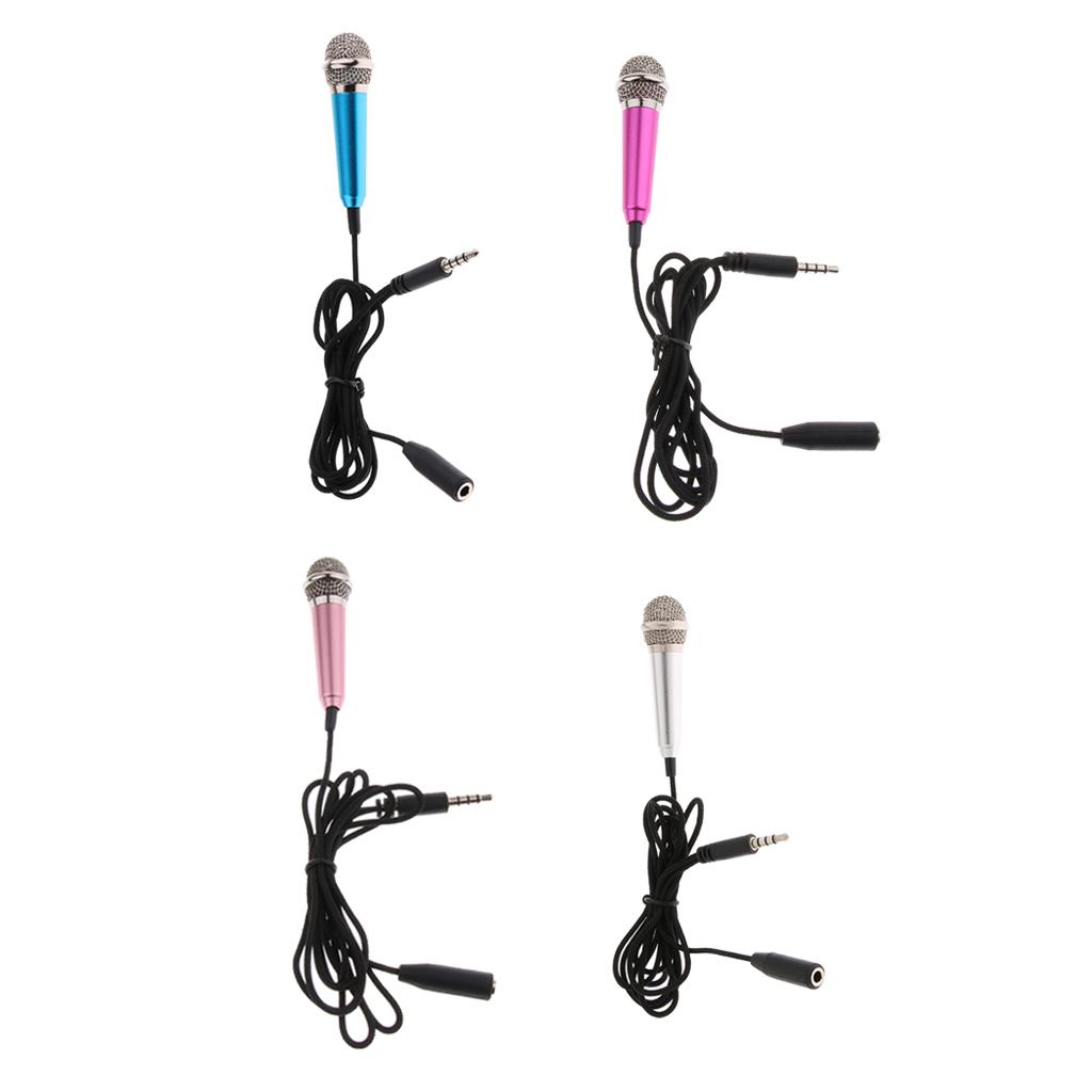 Mini 3.5mm Wired Cell Phone Microphone Stereo Mic for Chatting Singing Red