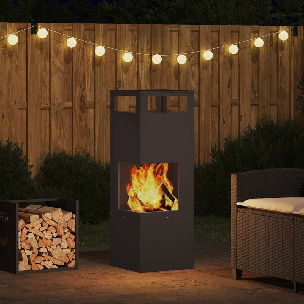 Outdoor Fire Pit Black 35 x 35 x 100 cm Steel