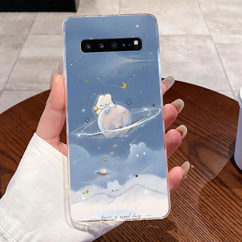 Гелевый чехол для Samsung Galaxy S10 5G SM-G977B Fundas Прозрачный силиконовый мягкий ТПУ задняя крышка Милый кошка кролик сердце Защитный чехол