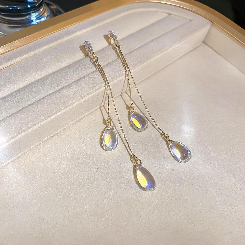 Французский придворный стиль Серьги-пусеты с прямоугольным цирконом на серебряных иглах Изысканные легкие роскошные высококлассные серьги Преувеличенные серьги Женщины