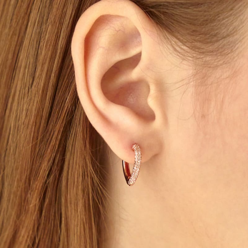 ELLE Jewelry 14K Heart Motif One-Touch Earrings (Gold Pin) ELGPEE413