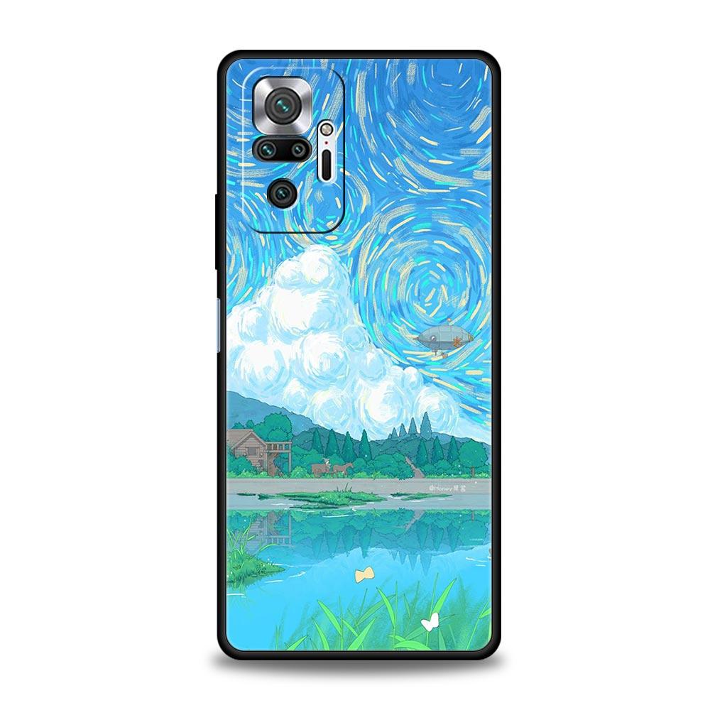 INS Korean Sunset Scenery For Xiaomi Redmi Note 12 5G Phone Case 10C 10 11 9 8 Pro Plus 9S 7 8T 9T 9A 8A 9C K50 K40 Gaming Cover