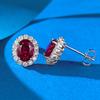 Xiancan Jewelry Серьги-пусеты из серебра S925 с овальным красным корундом - Модный повседневный универсальный стиль