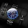 3pcs/set, Fashion Men's Sports Watch Mens Stainless Steel Strap Quartz Wristwatch & Bracelet Necklace Set, Ideal Choice for Gifts