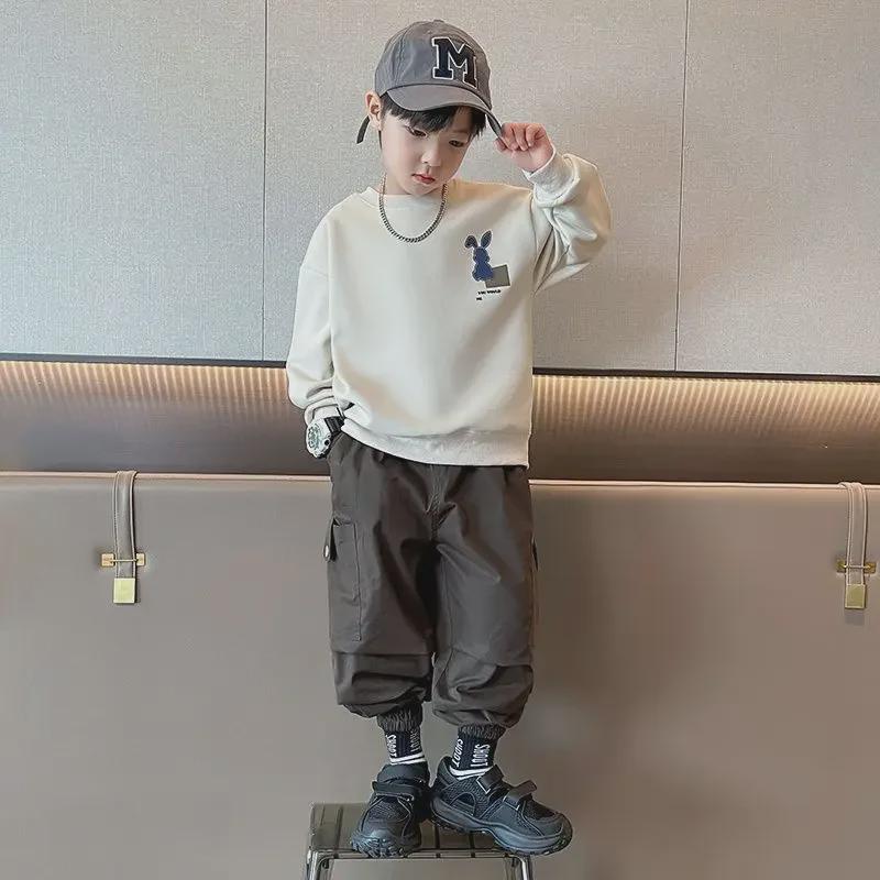 2024 Мальчики Круглый вырез Свитшот - Весна/Осень Модный Топ для Детей