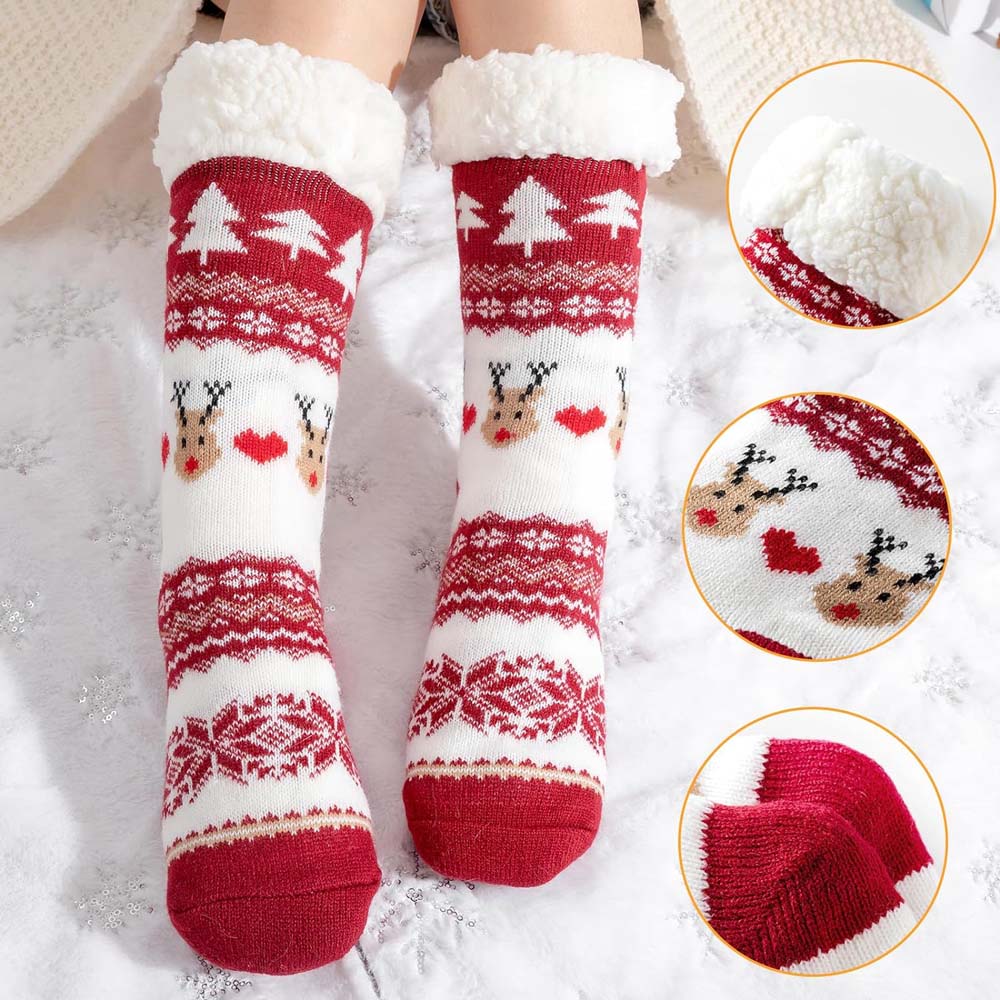 Christmas Thermal Slipper Socks Thick Warm Anti Slip Winter Cosy Bed Floor Socks